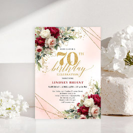 Modern Elegant Gold 70th Birthday Celebration 招待状