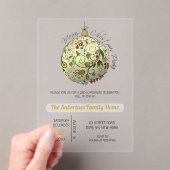 Modern Elegant Gold Christmas Doodle Ornament  アクリル招待状 (インサイチュ (ポータブル))