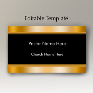 Modern Elegant Gold Custom Text Church Pastor  名刺