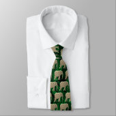 Modern Elegant Gold Elephant Pattern Emerald Green ネクタイ (タイ)