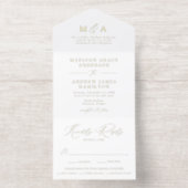 Modern Elegant Gold Foil Monogram Wedding オールインワン招待状 (内側)