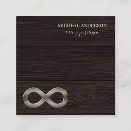 Modern Elegant Gold Infinity Symbol Wood スクエア名刺 (正面)