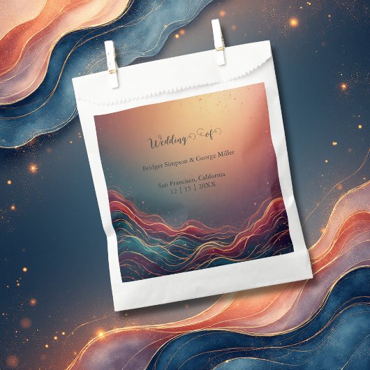 Modern Elegant Gold Marble Navy Terracotta Wedding フェイバーバッグ