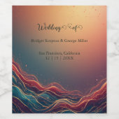 Modern Elegant Gold Marble Navy Terracotta Wedding ワインラベル (シングルラベル)
