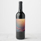 Modern Elegant Gold Marble Navy Terracotta Wedding ワインラベル (正面)