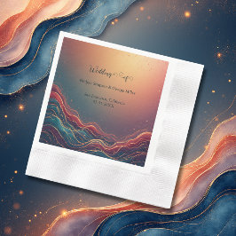 Modern Elegant Gold Marble Navy Terracotta Wedding 縁ありカクテルナプキン