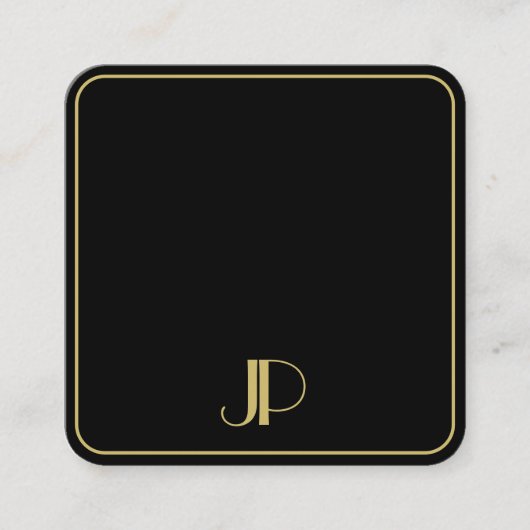Modern Elegant Gold Monogram Template Luxury スクエア名刺 (正面)