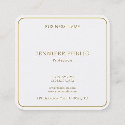 Modern Elegant Gold Monogram Template Luxury スクエア名刺 (裏面)