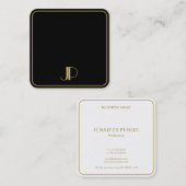 Modern Elegant Gold Monogram Template Luxury スクエア名刺 (正面/裏面)