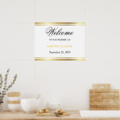 Modern Elegant Gold Script Wedding Welcome ポスター (キッチン)
