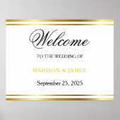 Modern Elegant Gold Script Wedding Welcome ポスター (正面)
