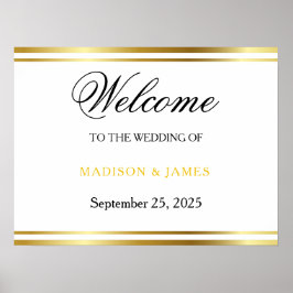 Modern Elegant Gold Script Wedding Welcome ポスター