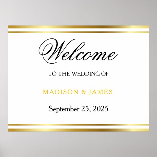 Modern Elegant Gold Script Wedding Welcome ポスター (正面)