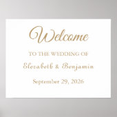 Modern Elegant Gold Script Wedding Welcome Poster ポスター (正面)