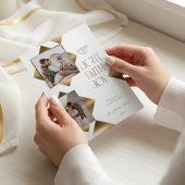 Modern Elegant Gold Star Family Photos Hanukkah 三つ折りクリスマスカード