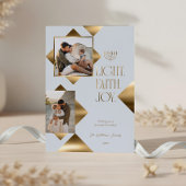 Modern Elegant Gold Star Family Photos Hanukkah 三つ折りクリスマスカード