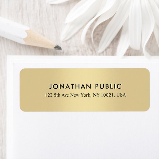 Modern Elegant Gold Template Return Address ラベル (インサイチュ)