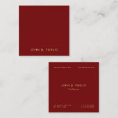 Modern Elegant Gold Text Burgundy Red Luxury Silk スクエア名刺 (正面/裏面)