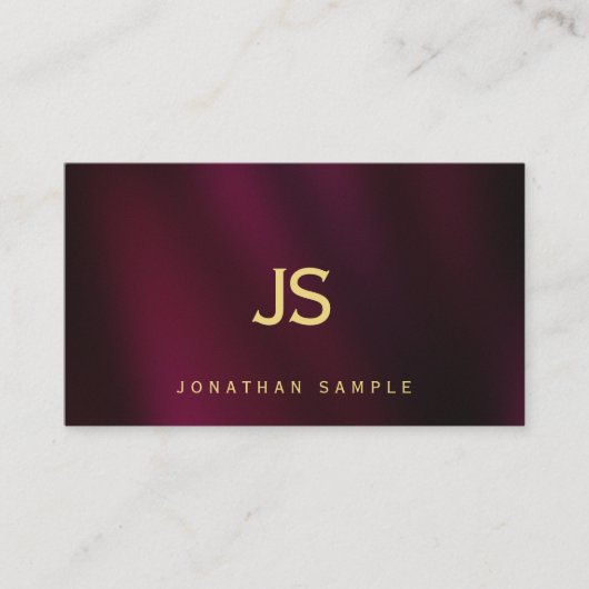 Modern Elegant Gold Text Monogram Create Your Own 名刺 (正面)