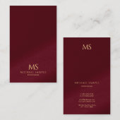 Modern Elegant Gold Text Monogram Vertical Oceania 名刺 (正面/裏面)