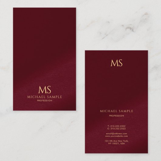 Modern Elegant Gold Text Monogram Vertical Oceania 名刺 (正面/裏面)