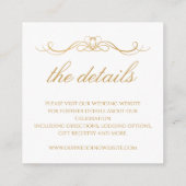 Modern Elegant Gold & White Wedding Details エンクロージャーカード (裏面)