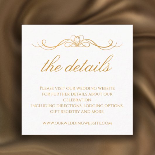 Modern Elegant Gold & White Wedding Details エンクロージャーカード