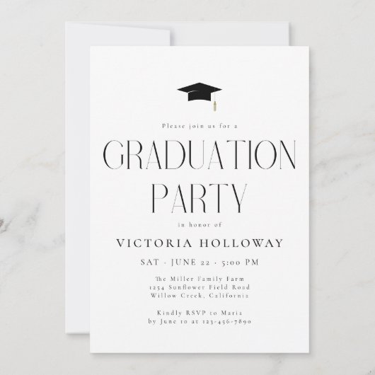Modern Elegant Graduation Party Invitation 招待状 (裏面)