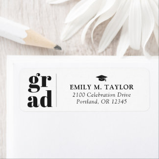 Modern Elegant Graduation Return Address ラベル