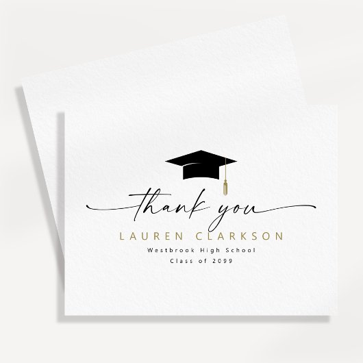 Modern Elegant Graduation Thank You Note Card 招待状