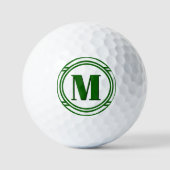 Modern Elegant Green and White Custom Monogram ゴルフボール (正面)