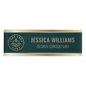 Modern Elegant Green Gold Business Logo 名札 (正面)