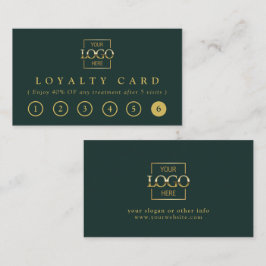 Modern Elegant Green & Gold Business Logo Reward ロイヤリティカード