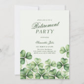 Modern Elegant Green Shamrock Retirement Party 招待状 (正面)