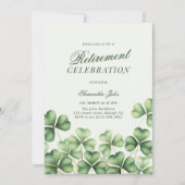 Modern Elegant Green Shamrock Retirement Party 招待状 (正面)