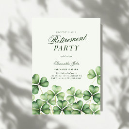 Modern Elegant Green Shamrock Retirement Party 招待状