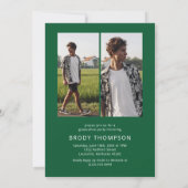 Modern Elegant Green & White 3 Photo Graduation 招待状 (裏面)