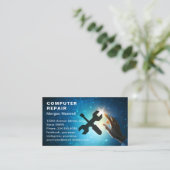Modern Elegant Grey Blue Circuit Computer Repair  名刺 (スタンド正面)