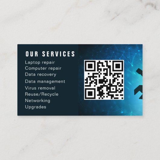 Modern Elegant Grey Blue Circuit Computer Repair  名刺 (裏面)