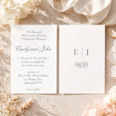 Modern Elegant Grey Calligraphy Minimalist Wedding 招待状