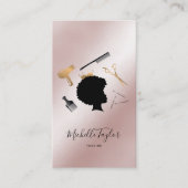 Modern Elegant Hairstylist Afro American Woman Bus 名刺 (正面)