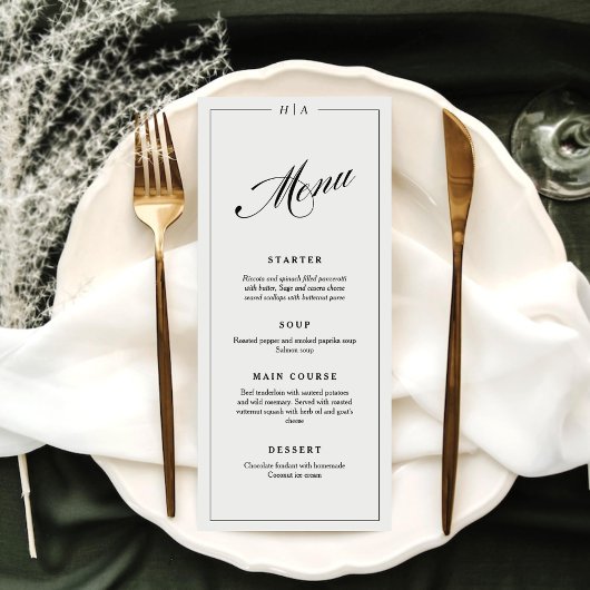 Modern Elegant Handwriting Wedding Dinner メニュー