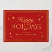 Modern Elegant Happy Holidays Business 箔シーズンカード (正面)