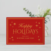 Modern Elegant Happy Holidays Business 箔シーズンカード (立ち正面)