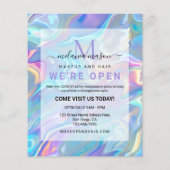 Modern Elegant Holographic Irediscent Blue チラシ (裏面)