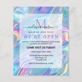 Modern Elegant Holographic Irediscent Blue チラシ