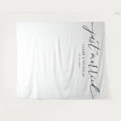 Modern Elegant Just Married Wedding Photo Backdrop タペストリー (正面(横))