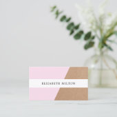 Modern Elegant Kraft Paper Rose White Geometric 名刺 (スタンド正面)