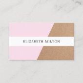 Modern Elegant Kraft Paper Rose White Geometric 名刺 (正面)