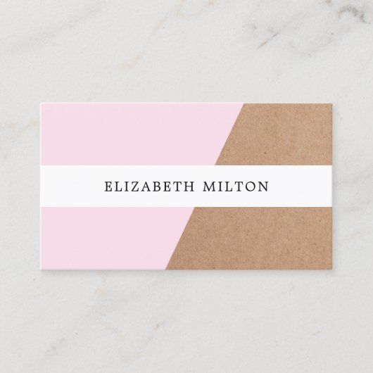 Modern Elegant Kraft Paper Rose White Geometric 名刺 (正面)